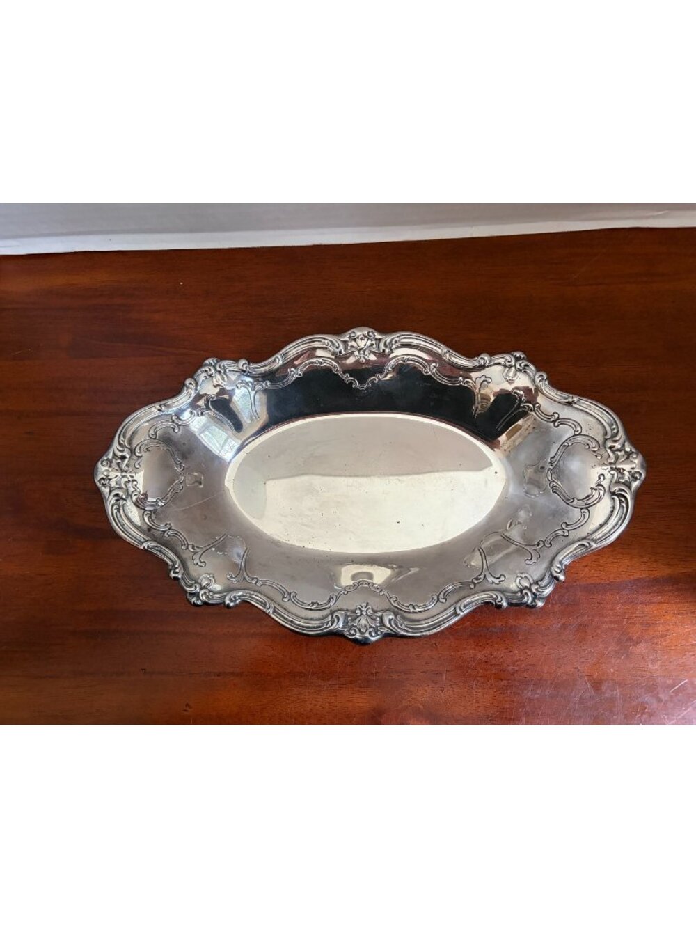 Gorham Chantilly Silverplate Oval, Scalloped Rim Bread Tray